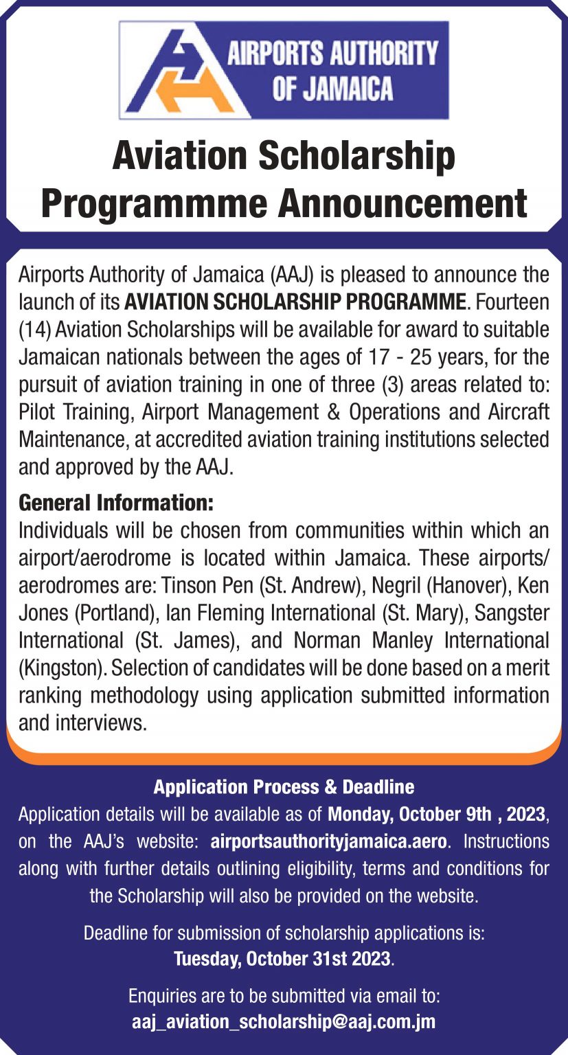 Aaj aviation scholarship airports authority of jamaica